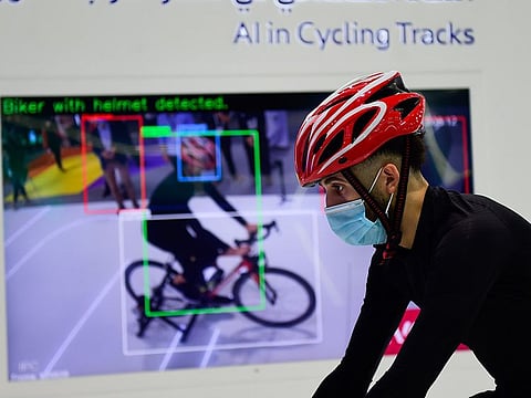 Demonstration of the helmet-detecting solution at RTA's platform at GITEX in Dubai on Sunday