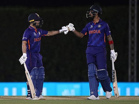Ishan Kishan (left) matched KL Rahul blow-by-blow during India's warm-up win over England on Monday.