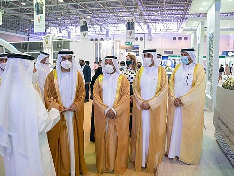 (second from left) Sheikh Salem bin Abdul Rahman Al Qasimi, chairman of Sharjah Ruler’s Office, inaugurated both events at Expo Centre Sharjah on Tuesday