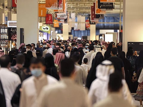 A crowded Riyadh International Book Fair in the Saudi capital on October 9, 2021.