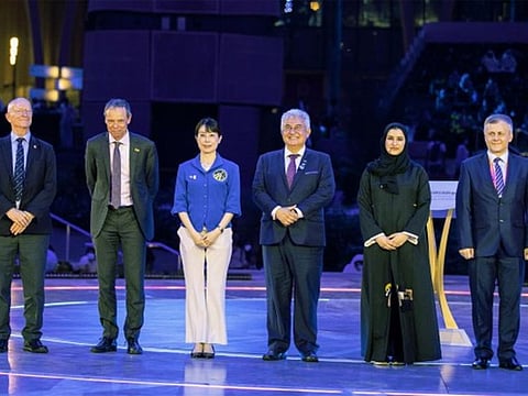 Sarah Al Amiri made an inspiring speech after an immersive show at Expo 2020 Dubai welcomed five international astronauts – Andrey Borisenko (Russia), Claude Nicollier (Switzerland), Christer Fugelsang (Sweden), Marcos Pontes (Brazil), Naoko Yamazaki (Japan) - on Wednesday.