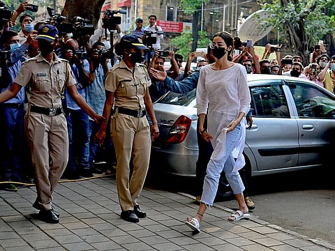 Bollywood actress Ananya Panday arrives at the Narcotics Control Bureau (NCB) office in Mumbai on October 21, 2021.