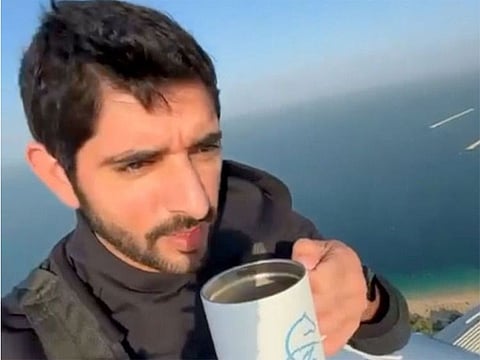 Sheikh Hamdan bin Mohammed bin Rashid Al Maktoum, Crown Prince of Dubai, on top of Ain Dubai today.