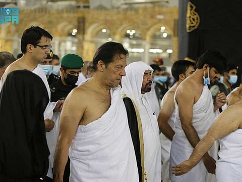 Pakistani Prime Minister Imran Khan performs Umrah in Mecca.