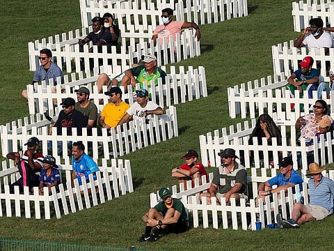 The fans watch the action between South Africa and Australia