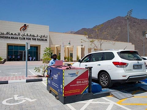 The new vehicle testing facility at Khorfakkan Club for the Disabled.