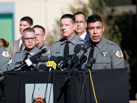 Santa Fe authorities hold a news conference after actor Alec Baldwin accidentally shot and killed cinematographer Halyna Hutchins on the film set of the movie "Rust" in Santa Fe, New Mexico.
