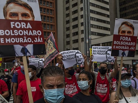 A protest against Jair Bolsonaro, the Brazilian president, in São Paulo, October 2, 2021.