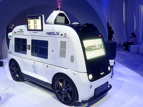 Driverless vehicle from Neolix at awards ceremony of ‘Dubai World Challenge for Self Driving Transport’ at Dubai World Trade Centre on Wednesday