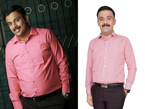 Vipin Kuriakose before (left) and after