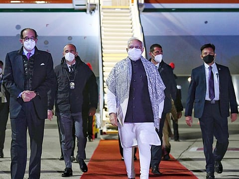 Prime Minister Narendra Modi arrives to attend the 16th G-20 Summit, at Leonardo da Vinci International Airport, in Rome on Friday.