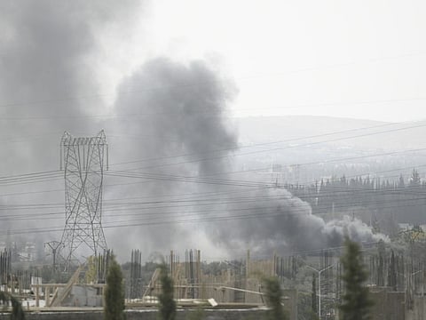 Smoke rises in the countryside of Damascus, Syria, on Saturday October 30, 2021, following what Syrian state media said was an Israeli airstrike.