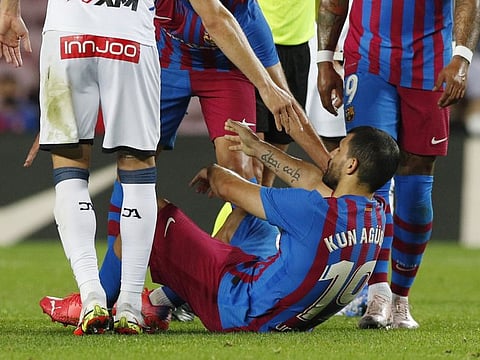 Barcelona's Sergio Aguero was taken to hospital after feeling chest pains during the match against Alaves.