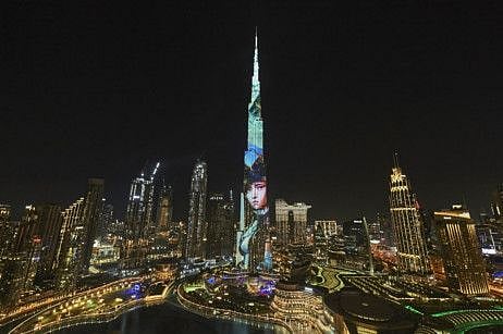 Burj Khalifa with a clip from 'Arcane'.