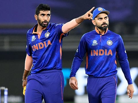 India's Jasprit Bumrah (left) had spoken about bio bubble fatigue after their defeat to New Zealand in ICC men’s Twenty20 World Cup in the Super-12 stage.