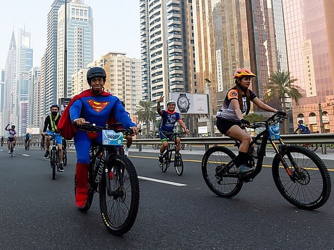 Over 32,000 people from all walks of life and fitness levels joined the second edition of 'Dubai Ride' on Dubai's iconic Sheikh Zayed Road on Friday morning