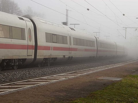 An ICE high-speed train is seen at the train station of Seubersdorf, southern Germany, on November 6, 2021, after several people were wounded in a knife attack on the train.