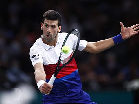 Serbia's Novak Djokovic in action during his final match against Russia's Daniil Medvedev.