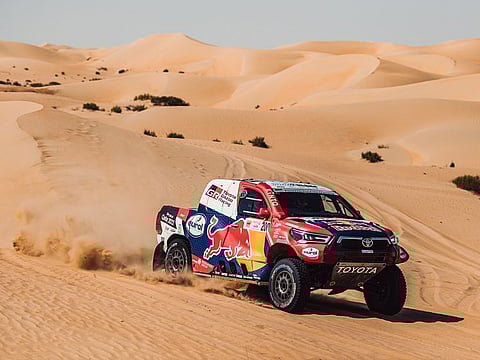 Nasser Al Attyiyah made the perfect start today as he launched his pursuit of a third triumph in the Abu Dhabi Desert Challenge, while Botswana’s Ross Branch set the pace in the bikes with a masterful ride through the Al Dhafrah dunes.