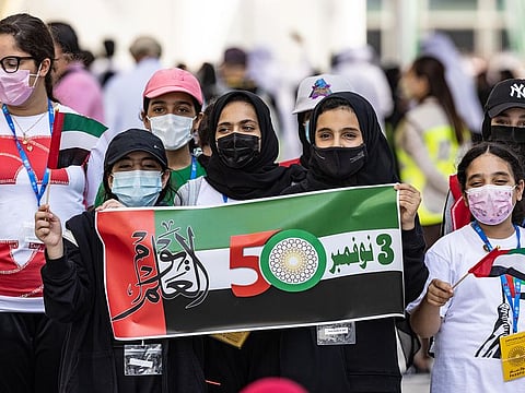 Children during UAE Flag Day celebrations at Expo 2020 Dubai