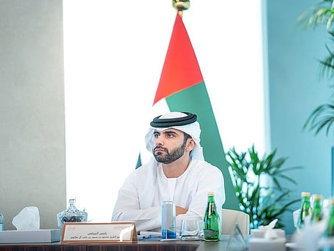 Sheikh Mansoor bin Mohammed bin Rashid Al Maktoum chairing the meeting at Expo 2020 Dubai