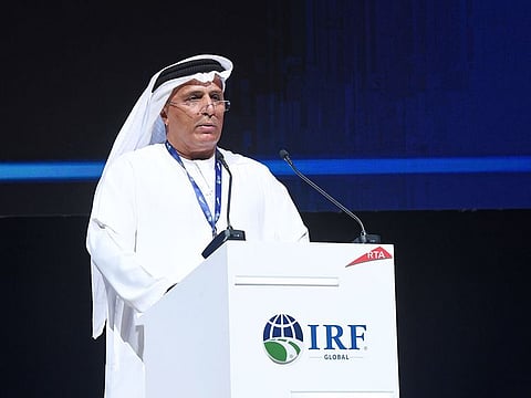 Mattar Mohammed Al Tayer addressing the ‘18th IRF (International Road Federation) World Meeting and Exhibition’ in Dubai on Monday