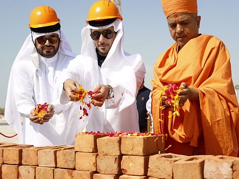 A week-long ceremony has begun to mark stones being placed upon the plinth of the foundation of BAPS Hindu Mandir
