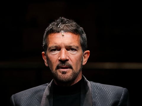 Spanish actor Antonio Banderas talks to media after he performed for the media to present his musical "Company" at Soho CaixaBank theatre in Malaga, Spain November 11, 2021.