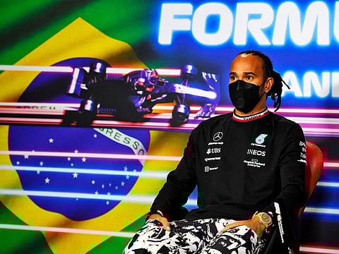 Mercedes' British driver Lewis Hamilton speaks during a press conference at the Autódromo José Carlos Pace race track in Sao Paulo, Brazil. Brazil will hold its Formula 1 Grand Prix on November 14.