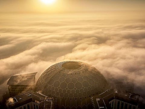 Aerial view of Al Wasl Plaza at Expo 2020 Dubai