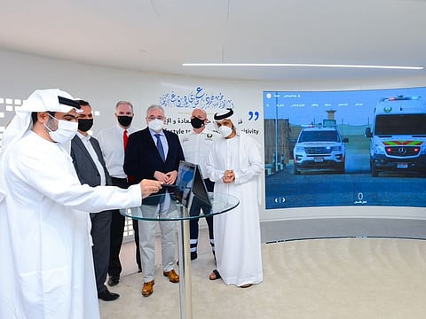 The digital inauguration held at Fazaa Pavilion in Expo 2020 Dubai for the launch of the National Ambulance website today.