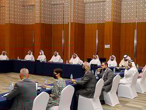 Officials during the first meeting of the Higher Organising Committee for the World Media Congress, in Abu Dhabi.