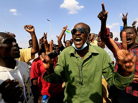 Demonstrators protest against prospect of military rule in Khartoum in a file photo.