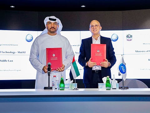 Omar Al Suwaidi, Under-Secretary at Ministry of Industry & Advanced Technology and Omar Channawi, P&G CEO Middle East, Sub Sahara Africa and General Exports Markets at the launch of the Make it in the Emirates Lab.