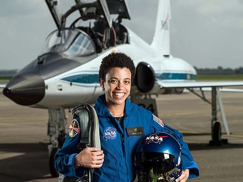 Jessica Watkins at Joint Reserve Base Ellington, near the Johnson Space Center in Houston, in 2017.