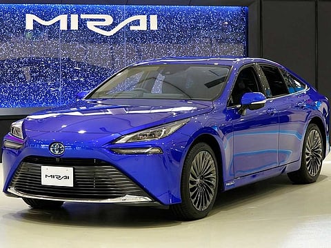 The Toyota Mirai is a mid-size hydrogen fuel cell vehicle, and is one of the first FCVs to be mass produced and sold.