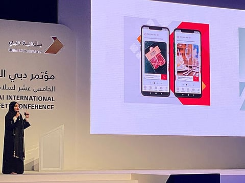 Jehaina Hassan Al Ali announces the launch of the service to check safety ratings of restaurants on the Dubai Municipality app.