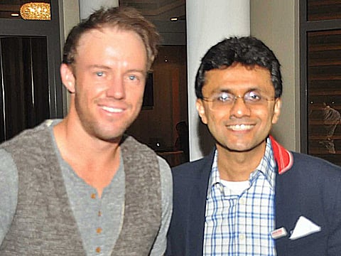 AB de Villiers (left), the Superman of cricket, with Anis Sajan.