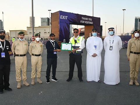 The Arab national Ahmed Muhammad Abu Hammam being honoured by Dubai Police.