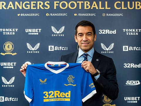 Giovanni van Bronckhorst has replaced Steven Gerrard - who left for Aston Villa - as the club's new manager.