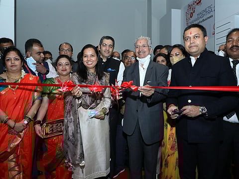 Officials at the inauguration ceremony in India Pavilion to mark Maharashtra's presence in Expo 2020 Dubai, on Friday.