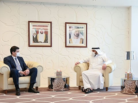 Maktoum bin Mohammed receives France’s Minister of Economy and Finance at Expo 2020.