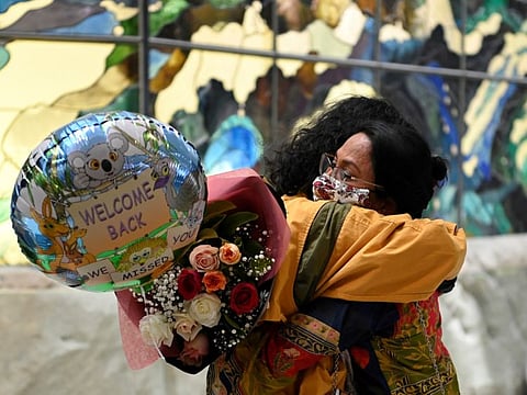 International travellers arrive at Sydney Airport in the wake of border restrictions easing in a file photo.