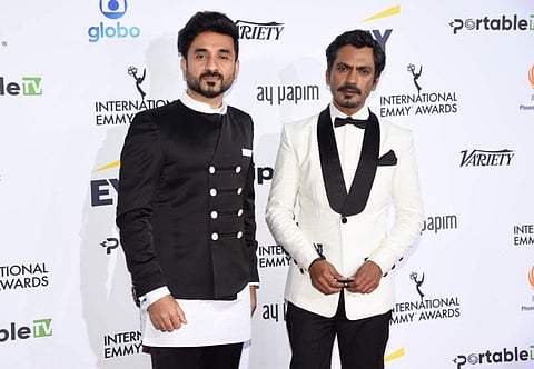 Vir Das, left, and Nawazuddin Siddiqui attend the 49th International Emmy Awards at Casa Cipriani on Monday, November 22, 2021, in New York.