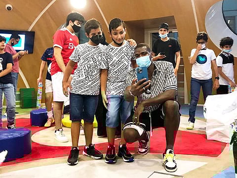 France and Manchester United superstar Paul Pogba with patients at Al Jalila Children’s Specialty Hospital in Dubai