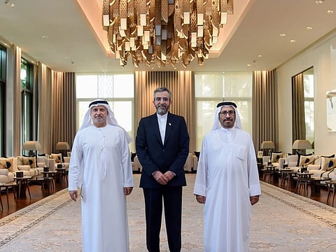 Dr. Anwar Mohammed Gargash, Diplomatic Adviser to His Highness the President of the State, met today, in the presence of His Excellency Khalifa Shaheen Al Marar, Minister of State, His Excellency Ali Bagheri Kani, Iranian Deputy Minister of Foreign Affairs for Political Affairs, during his visit to the UAE.