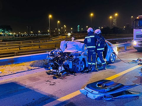 The site of one of the seven accidents that occurred over the weekend in Dubai.