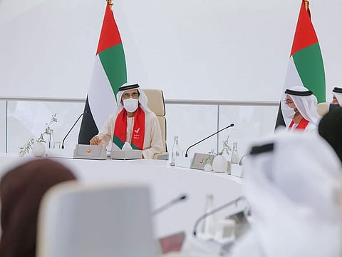 His Highness Sheikh Mohammed bin Rashid Al Maktoum chairs Cabinet meeting at Expo 2020 Dubai on Monday