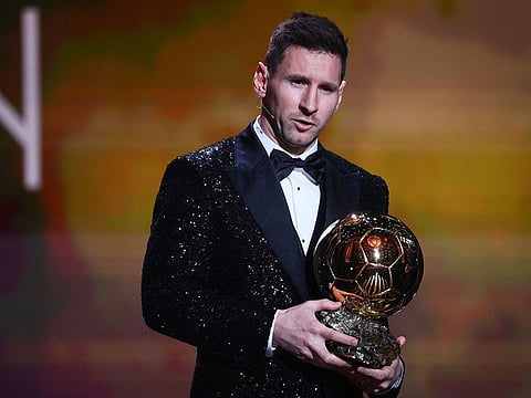 Lionel Messi speaks after being awarded the Ballon d'Or.