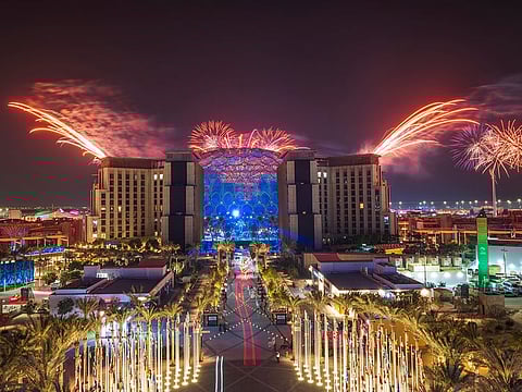 File picture of Expo 2020 Dubai Opening Ceremony fireworks at Al Wasl Plaza, the same venue where the closing ceremony will be held on March 31